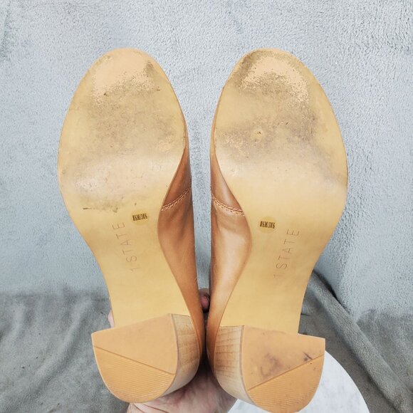 1.State Shoes Womens 8.5 Brown Leather Amble D'Orsay Block Heel Open Toe - Picture 2 of 11